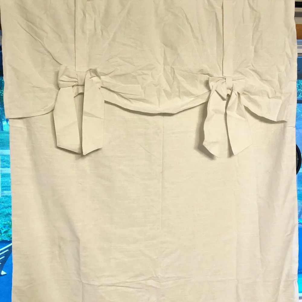 Pottery Barn Kids Evelyn Linen Blend Bow Blackout Curtain Panel Ivory 44”x96”